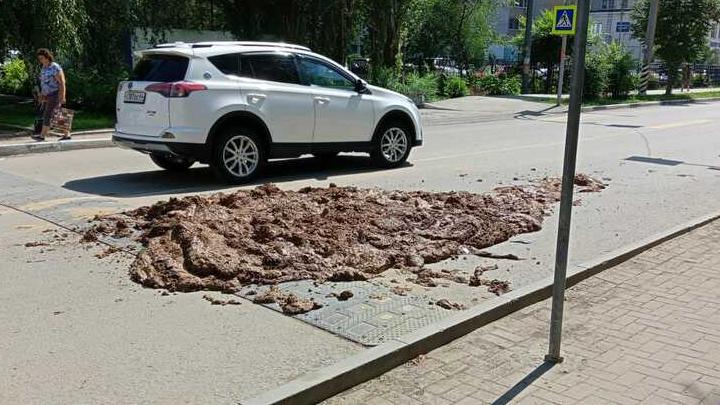 В центре Энгельса лежит непонятная куча провокационного цвета